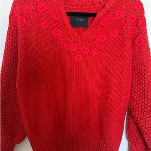 Lucky Brand Women's V-Neck Red Sweater